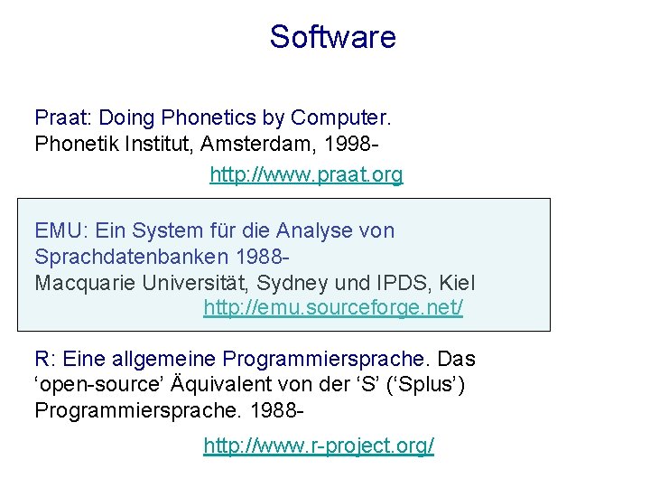 Software Praat: Doing Phonetics by Computer. Phonetik Institut, Amsterdam, 1998 http: //www. praat. org