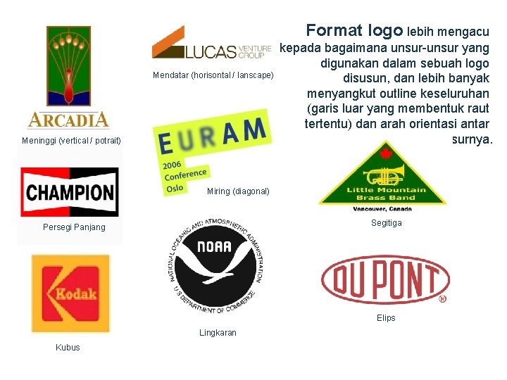 Format logo lebih mengacu Mendatar (horisontal / lanscape) Meninggi (vertical / potrait) kepada bagaimana