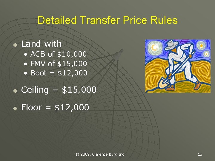 Detailed Transfer Price Rules u Land with • ACB of $10, 000 • FMV