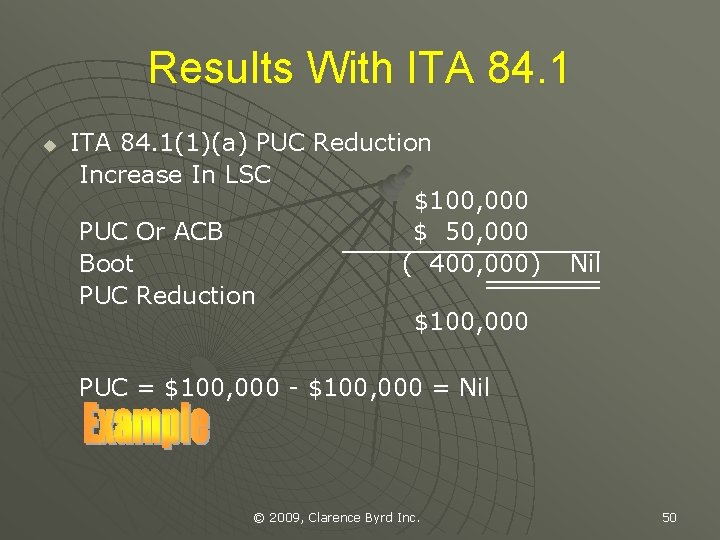 Results With ITA 84. 1 u ITA 84. 1(1)(a) PUC Reduction Increase In LSC