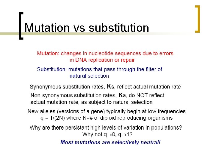 Mutation vs substitution 