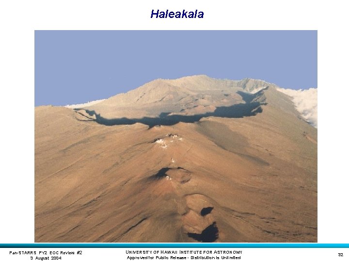 Haleakala Pan-STARRS PY 2 EOC Review #2 3 August 2004 UNIVERSITY OF HAWAII INSTITUTE