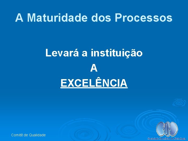 A Maturidade dos Processos Levará a instituição A EXCELÊNCIA Comitê de Qualidade 