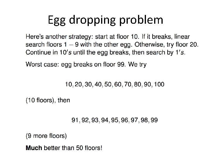 Egg dropping problem 