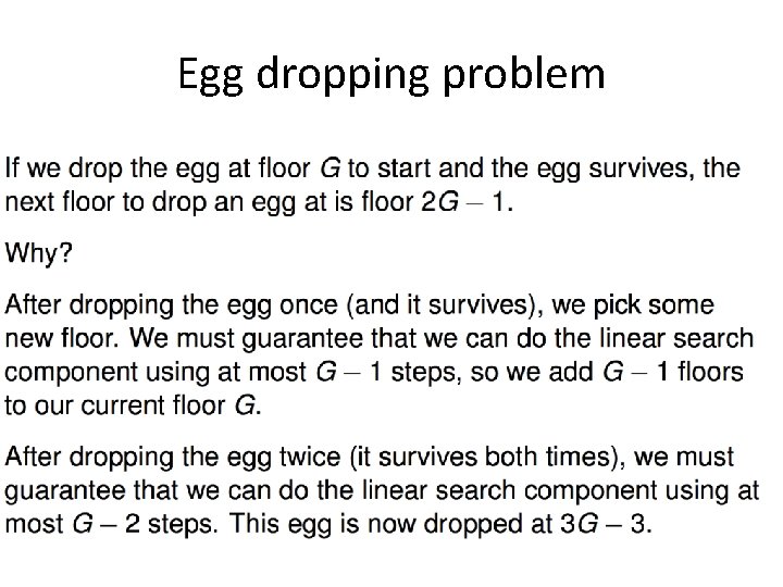 Egg dropping problem 