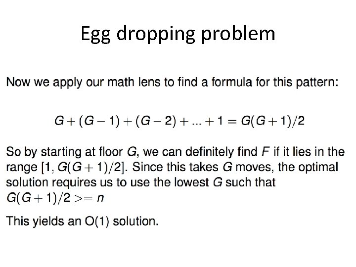 Egg dropping problem 