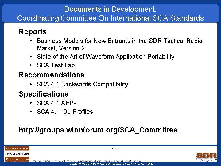 Documents in Development: Coordinating Committee On International SCA Standards Reports • Business Models for