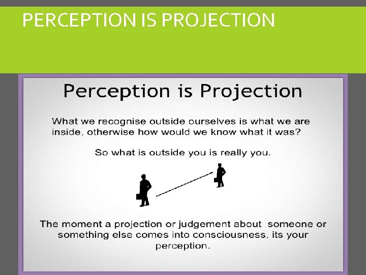 PERCEPTION IS PROJECTION PERCEPTION IS PROJECTION