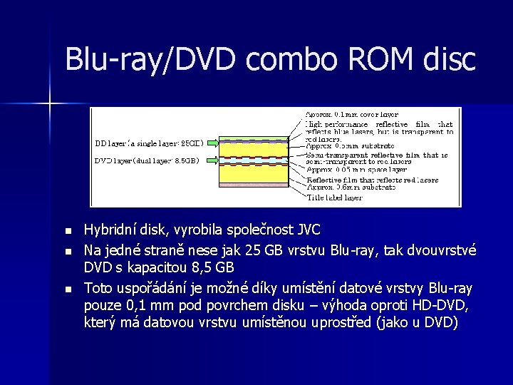 Blu-ray/DVD combo ROM disc n n n Hybridní disk, vyrobila společnost JVC Na jedné