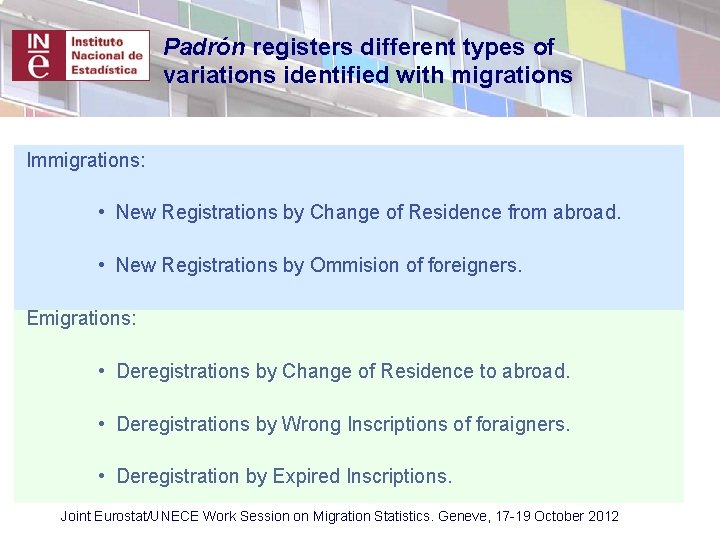 Padrón registers different types of variations identified with migrations Immigrations: • New Registrations by Padrón registers different types of variations identified with migrations Immigrations: • New Registrations by