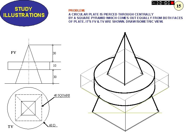 15 STUDY Z ILLUSTRATIONS FV PROBLEM: A CIRCULAR PLATE IS PIERCED THROUGH CENTRALLY BY