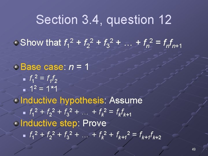 Section 3. 4, question 12 Show that f 12 + f 22 + f