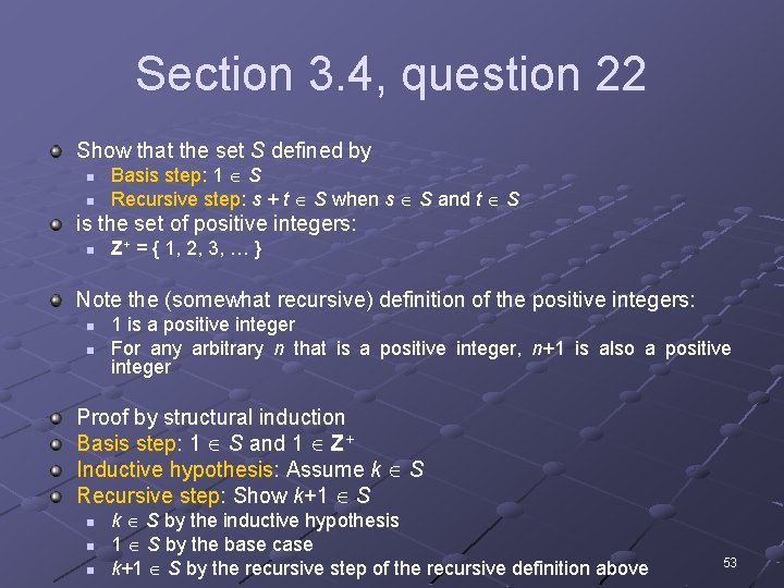 Section 3. 4, question 22 Show that the set S defined by n n