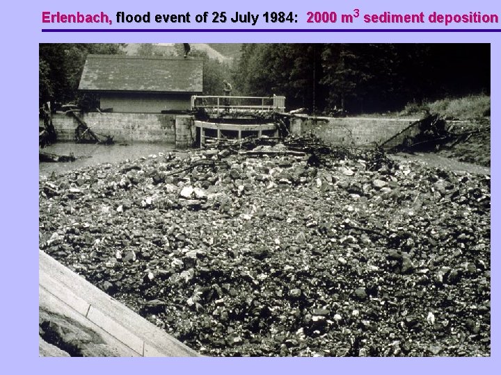 Erlenbach, flood event of 25 July 1984: 2000 m 3 sediment deposition 