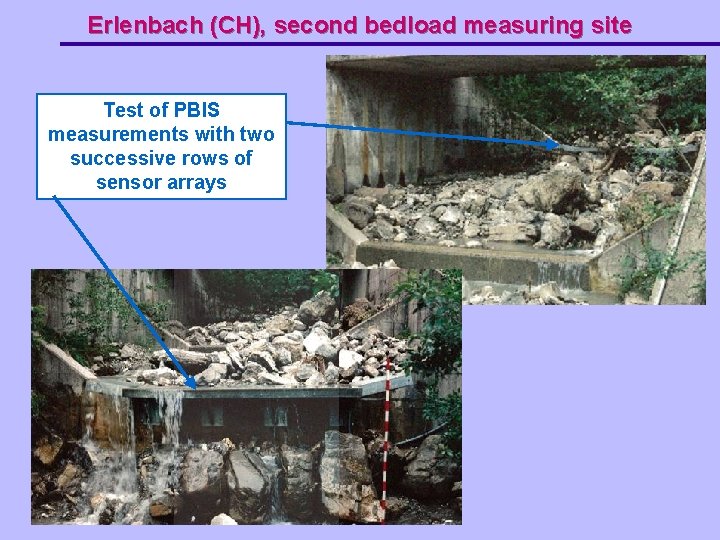 Erlenbach (CH), second bedload measuring site Test of PBIS measurements with two successive rows