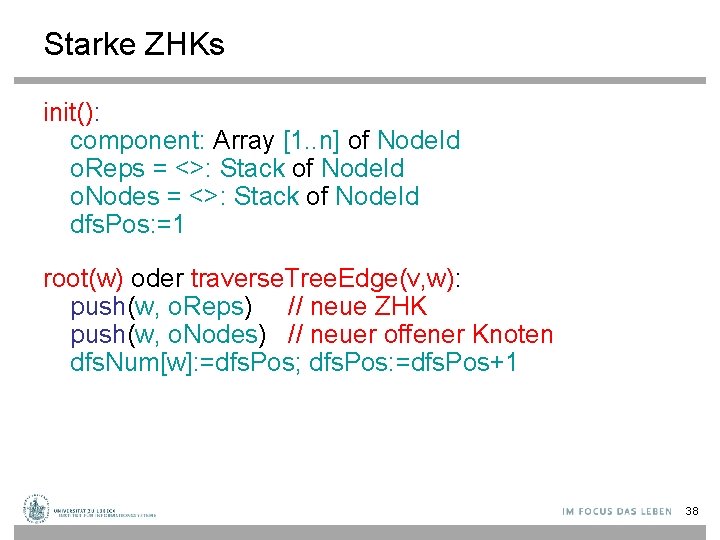 Starke ZHKs init(): component: Array [1. . n] of Node. Id o. Reps =