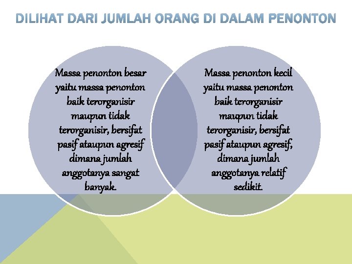 DILIHAT DARI JUMLAH ORANG DI DALAM PENONTON Massa penonton besar yaitu massa penonton baik