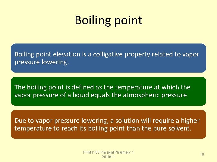 Boiling point elevation is a colligative property related to vapor pressure lowering. The boiling