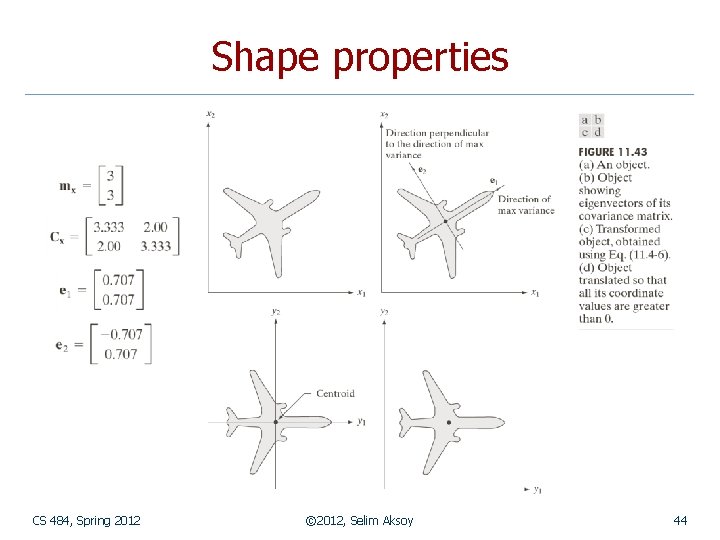 Shape properties CS 484, Spring 2012 © 2012, Selim Aksoy 44 