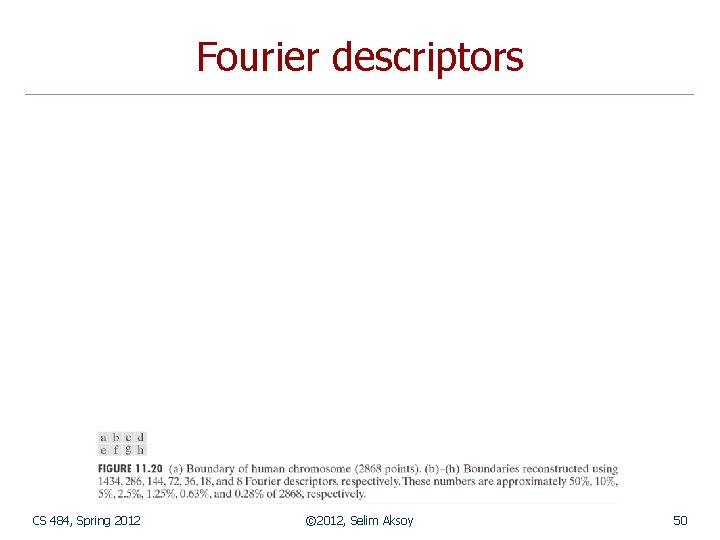 Fourier descriptors CS 484, Spring 2012 © 2012, Selim Aksoy 50 