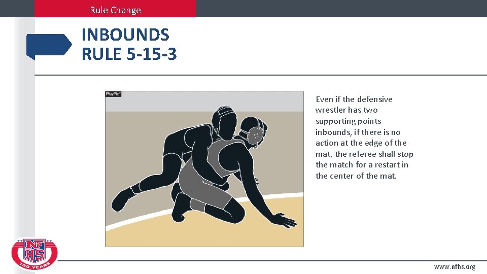 Rule Change INBOUNDS RULE 5 -15 -3 Even if the defensive wrestler has two