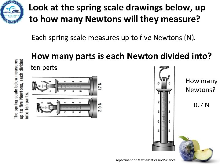 Look at the spring scale drawings below, up to how many Newtons will they