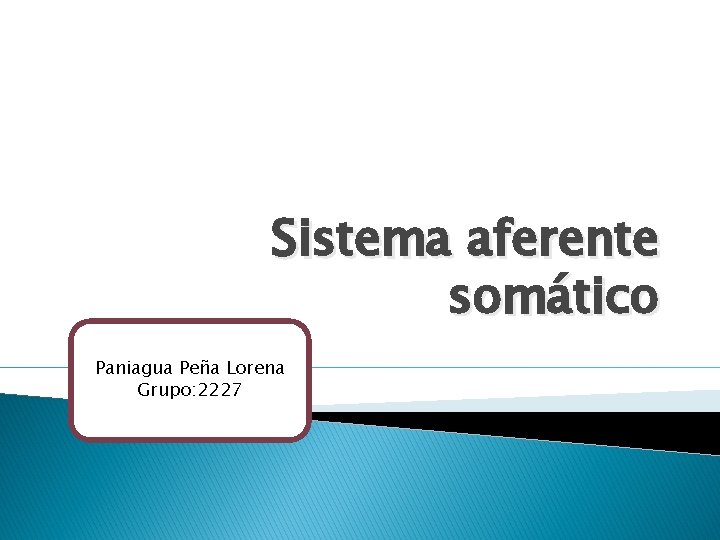 Sistema aferente somático Paniagua Peña Lorena Grupo: 2227 Sistema aferente somático Paniagua Peña Lorena Grupo: 2227