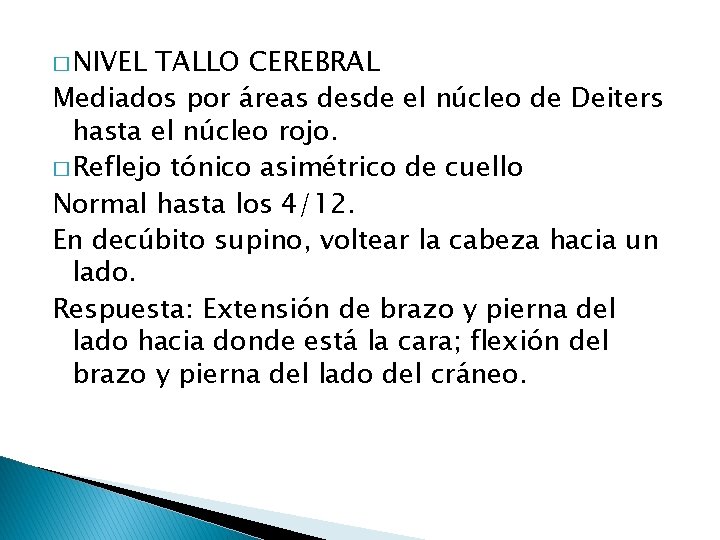 � NIVEL TALLO CEREBRAL Mediados por áreas desde el núcleo de Deiters hasta el � NIVEL TALLO CEREBRAL Mediados por áreas desde el núcleo de Deiters hasta el