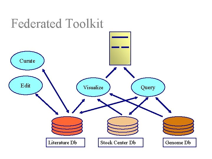 Federated Toolkit Curate Edit Visualize Literature Db Stock Center Db Query Genome Db 