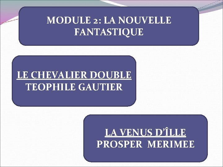 MODULE 2: LA NOUVELLE FANTASTIQUE LE CHEVALIER DOUBLE TEOPHILE GAUTIER LA VENUS D’ÎLLE PROSPER