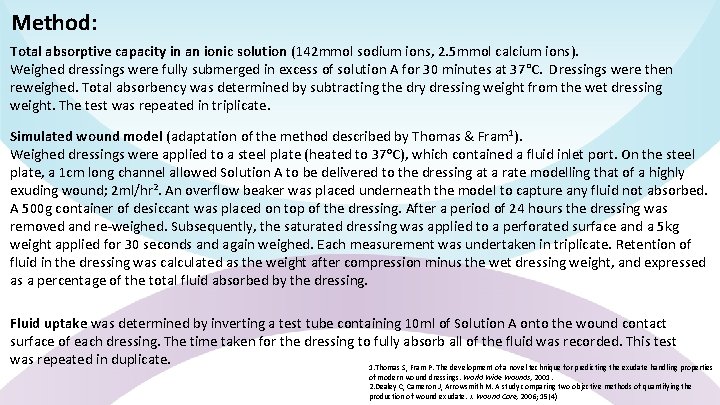 Method: Total absorptive capacity in an ionic solution (142 mmol sodium ions, 2. 5