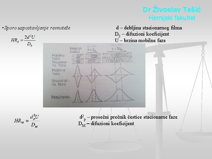 Dr Živoslav Tešić Hemijski fakultet • Sporo uspostavljanje ravnoteže d – debljina stacionarnog filma