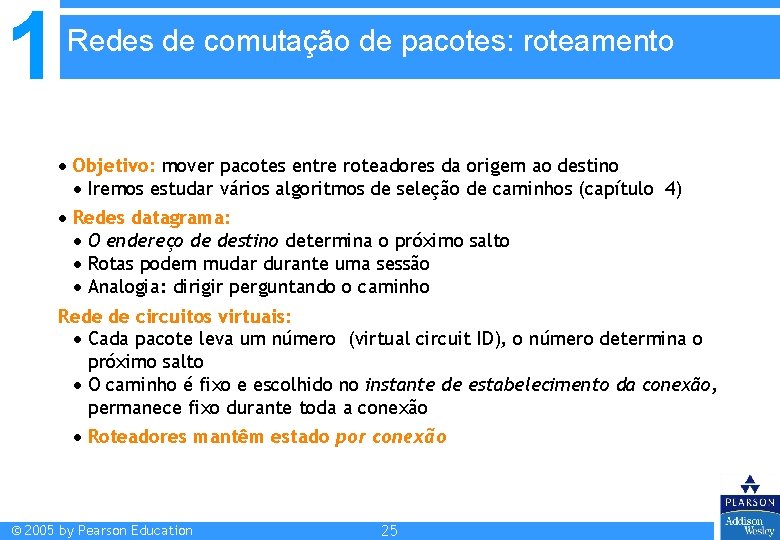 1 Redes de comutação de pacotes: roteamento Objetivo: mover pacotes entre roteadores da origem 1 Redes de comutação de pacotes: roteamento Objetivo: mover pacotes entre roteadores da origem