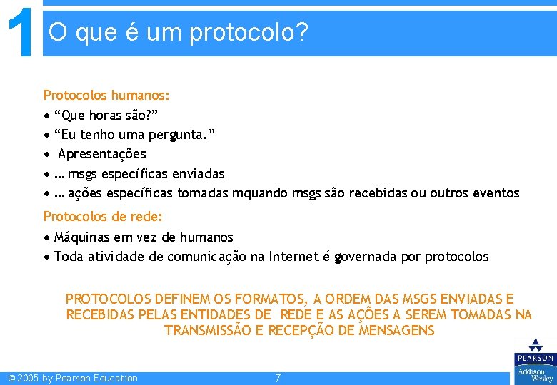 1 O que é um protocolo? Protocolos humanos: “Que horas são? ” “Eu tenho 1 O que é um protocolo? Protocolos humanos: “Que horas são? ” “Eu tenho