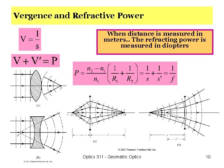 Vergence and Refractive Power When distance is measured in meters. . The refracting power