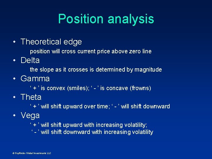Position analysis • Theoretical edge position will cross current price above zero line •
