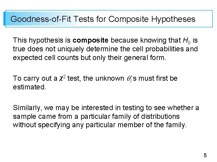 Goodness-of-Fit Tests for Composite Hypotheses This hypothesis is composite because knowing that H 0
