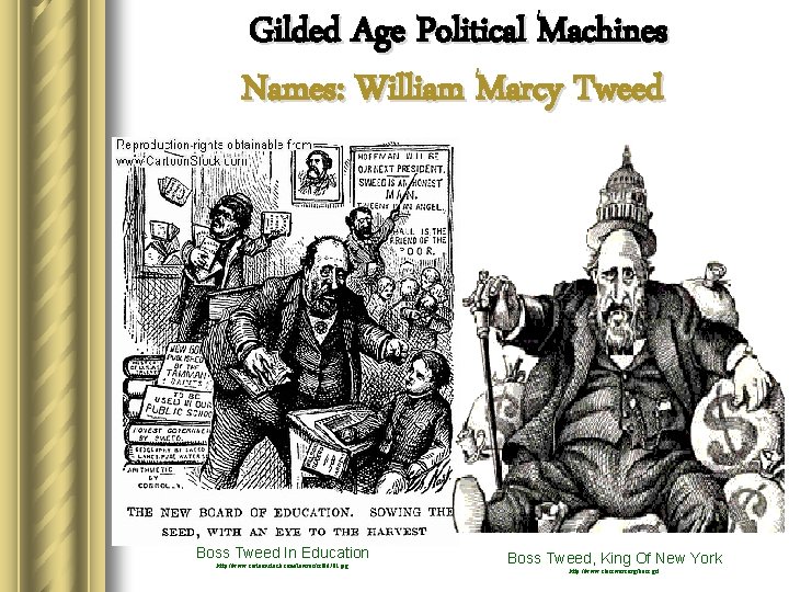 Gilded Age Political Machines Names: William Marcy Tweed Boss Tweed In Education http: //www.