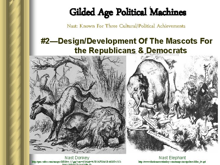 Gilded Age Political Machines Nast: Known For Three Cultural/Political Achievements #2—Design/Development Of The Mascots