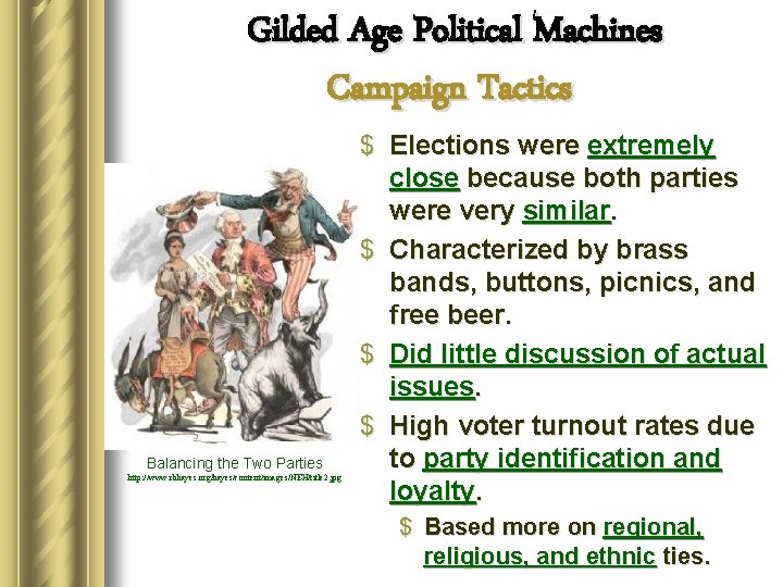 Gilded Age Political Machines Campaign Tactics Balancing the Two Parties http: //www. rbhayes. org/hayes/content/images/NEH/title