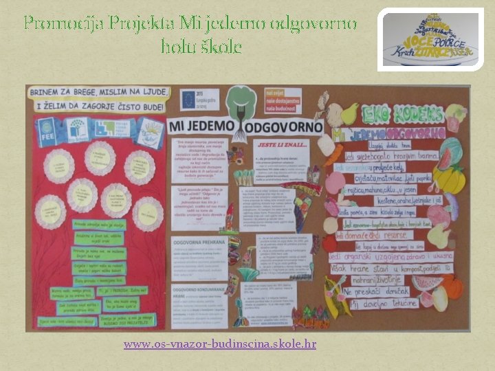 Promocija Projekta Mi jedemo odgovorno holu škole www. os-vnazor-budinscina. skole. hr 