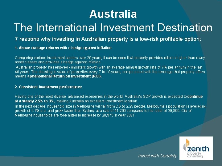 Australia The International Investment Destination 7 reasons why investing in Australian property is a