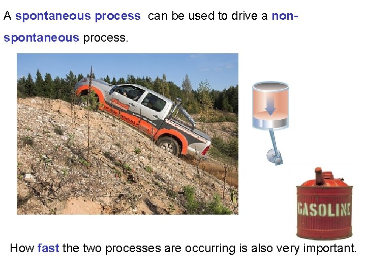 A spontaneous process can be used to drive a nonspontaneous process. How fast the