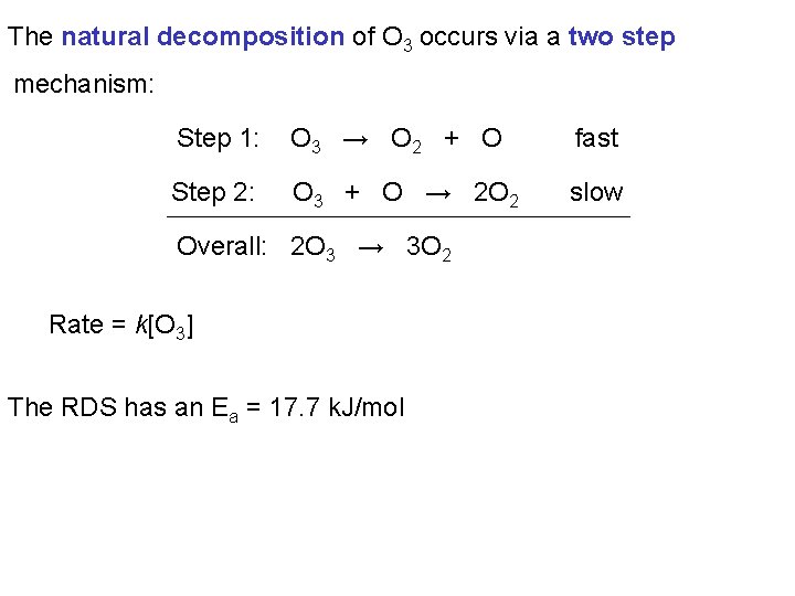 The natural decomposition of O 3 occurs via a two step mechanism: Step 1: