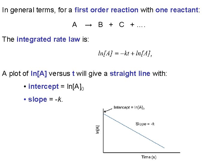 In general terms, for a first order reaction with one reactant: A → B