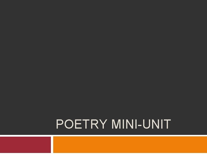 POETRY MINI-UNIT 