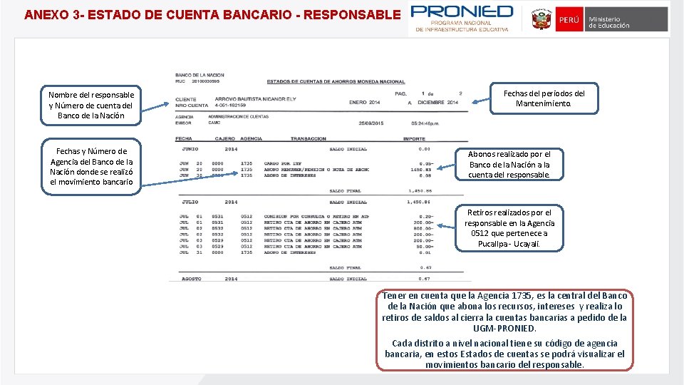 ANEXO 3 - ESTADO DE CUENTA BANCARIO - RESPONSABLE Nombre del responsable y Número