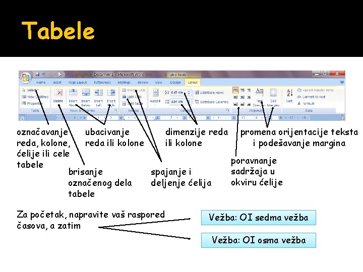 Tabele označavanje ubacivanje dimenzije reda promena orijentacije teksta reda, kolone, reda ili kolone i Tabele označavanje ubacivanje dimenzije reda promena orijentacije teksta reda, kolone, reda ili kolone i