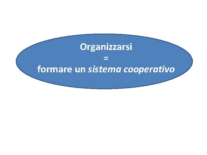 Organizzarsi = formare un sistema cooperativo 