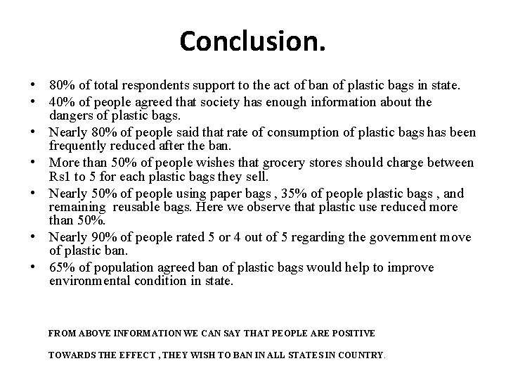 PROJECT REPORT ON EFFECTS OF PLASTIC BAGS BAN
